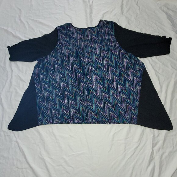 Catherines Tunic Shirt Chevron Gauze Petite Trapeze Flowy Zig Zag Colorful 3X WP - Picture 7 of 11